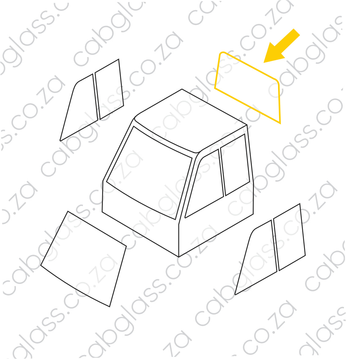 REAR CAB GLASS | CAT DUMP TRUCK 725-745 C-SERIES