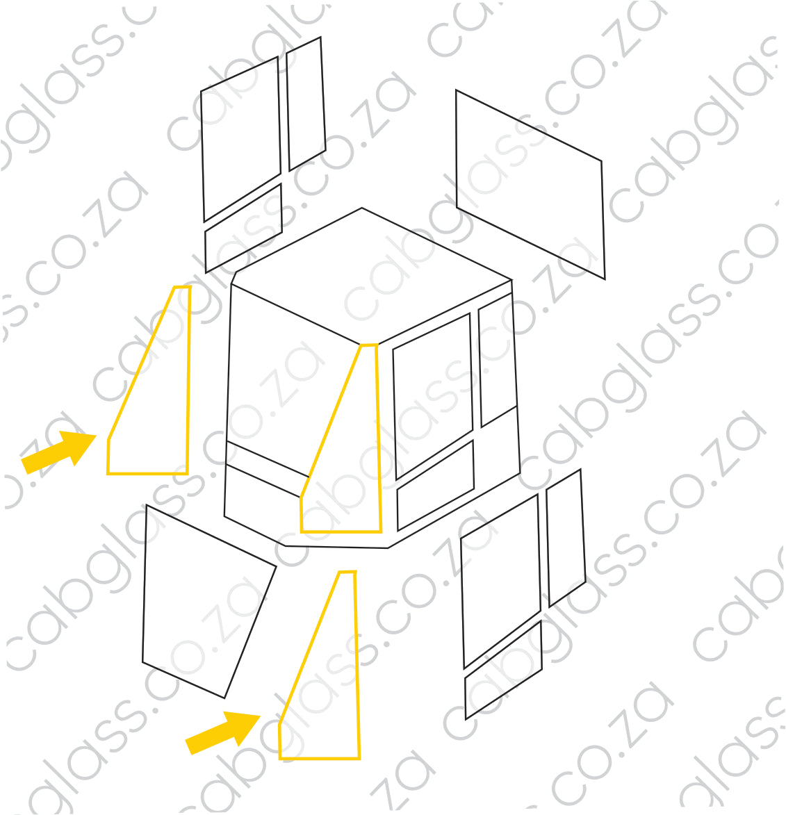 FRONT L=R CAT ROLLER CS, CP (B) Cabglass