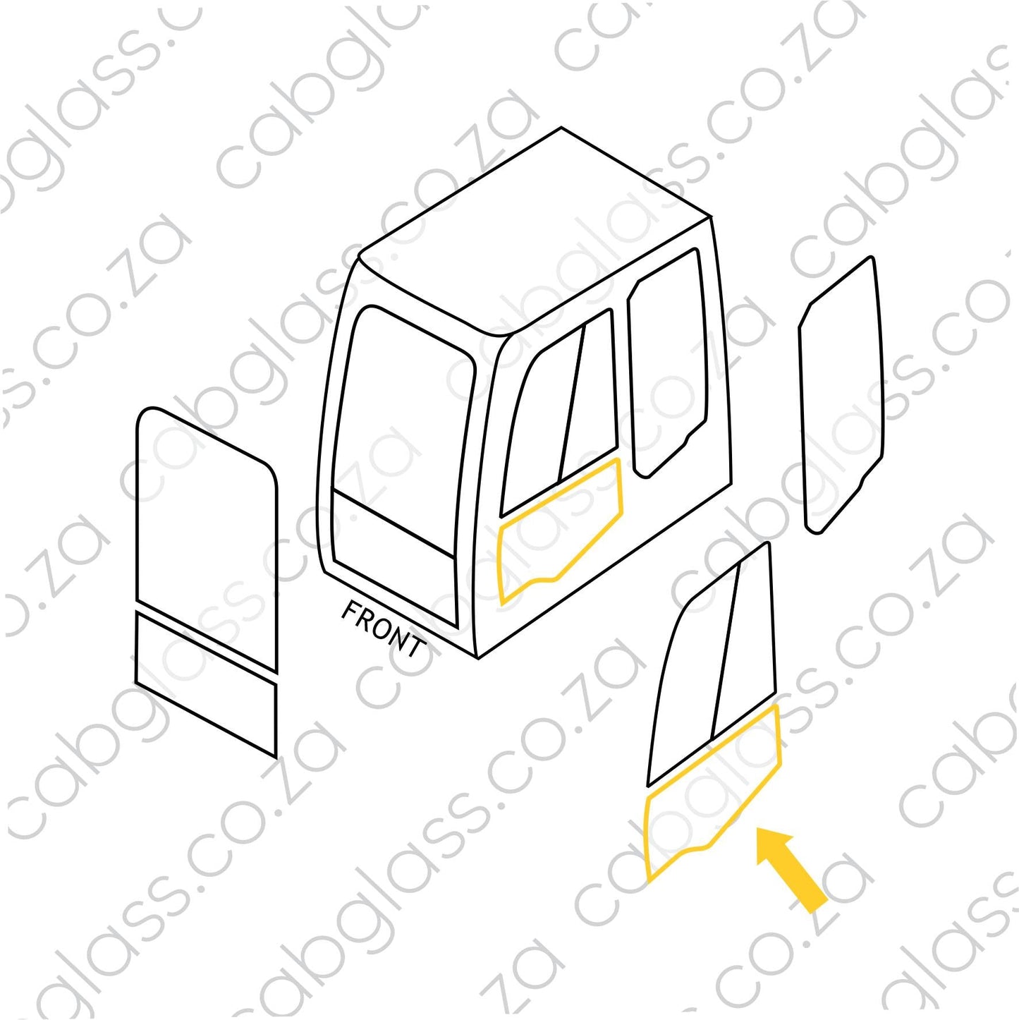 Door lower glass, Deere excavator, 101337, 4651658