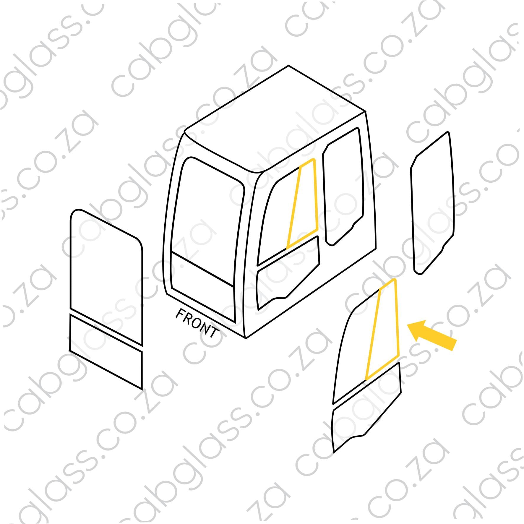 Door rear slider glass, Deere excavator, 101345, 4651660