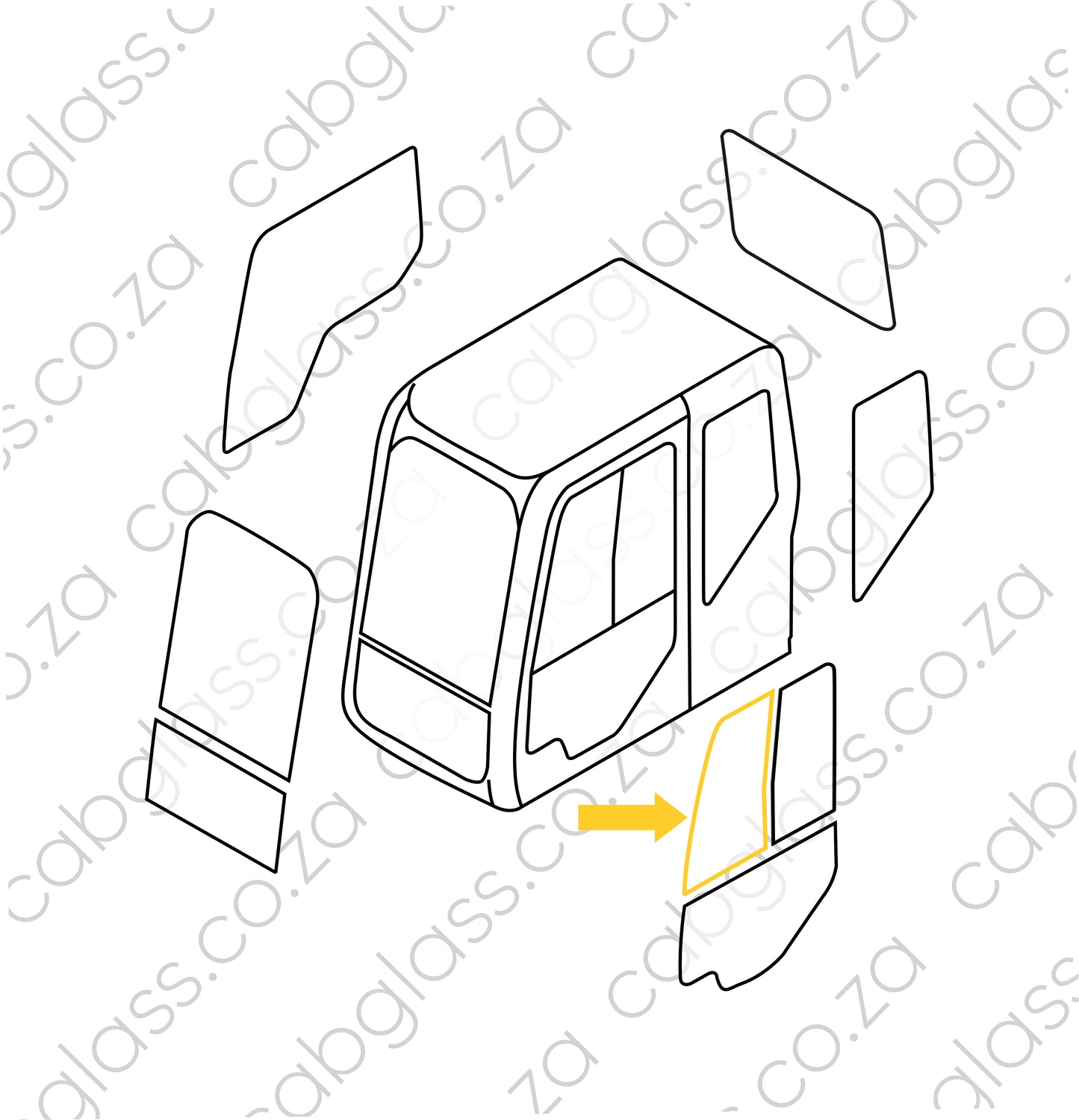 Cab sketch Case excavator CX D-series
