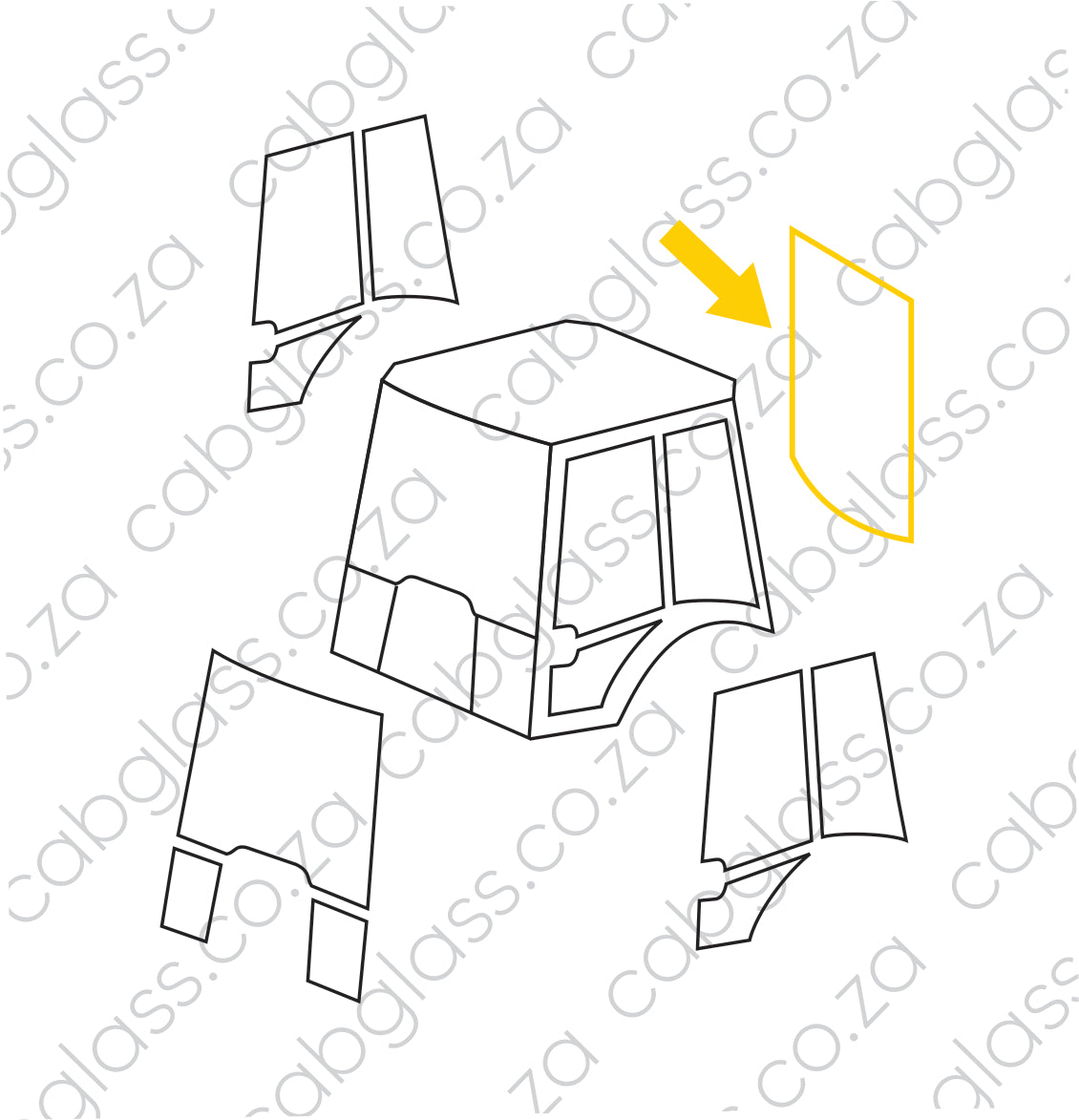 REAR CAB GLASS | HIDROMEK TLB HMK 102B