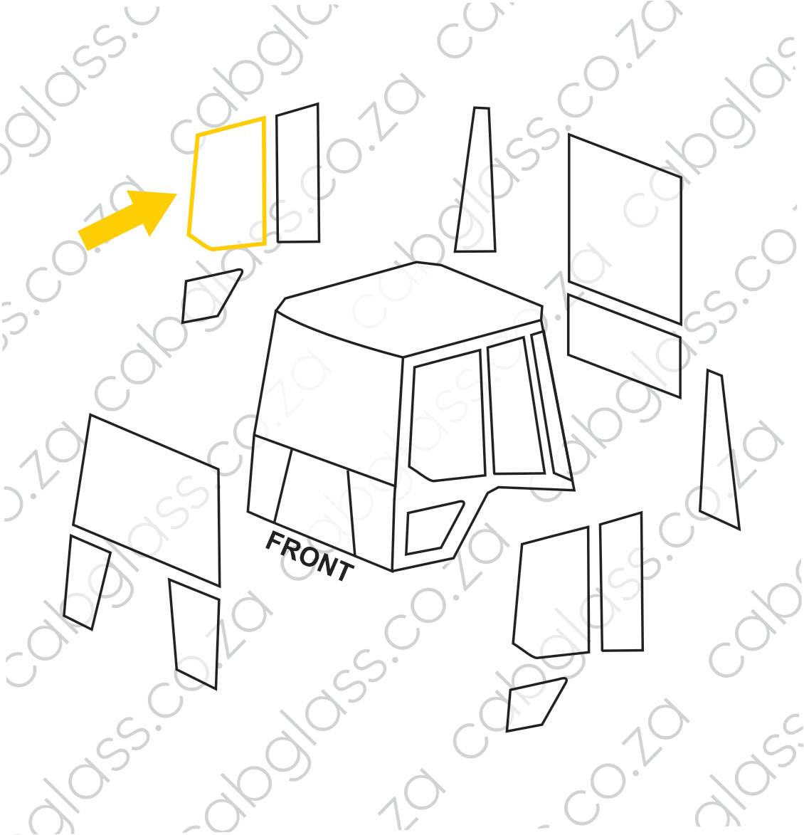 DOOR UPPER RH (bonded 3 holes) | CAT TLB D-SER BACKHOE