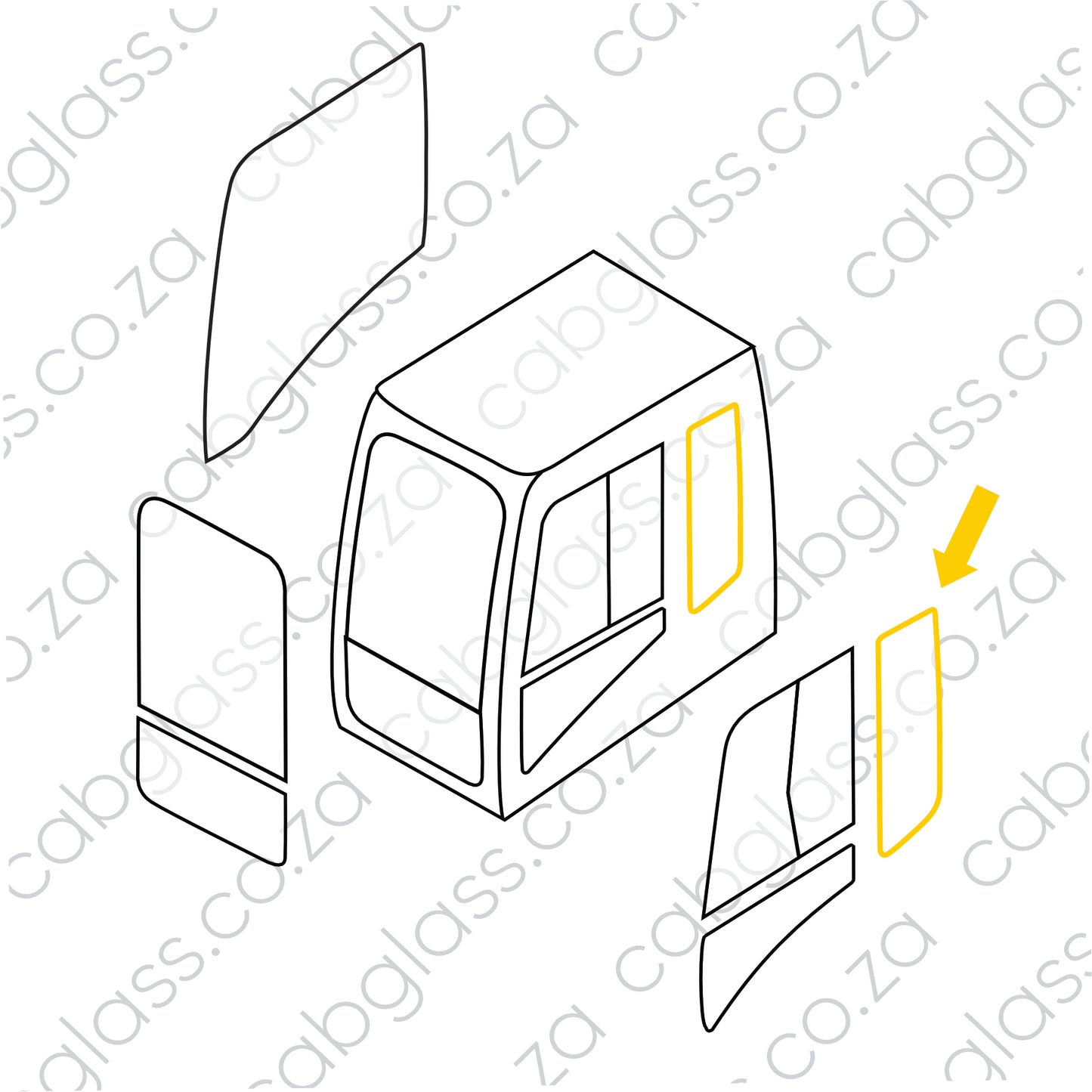 REAR QUARTER GLASS | CAT EXCAVATOR C-SERIES