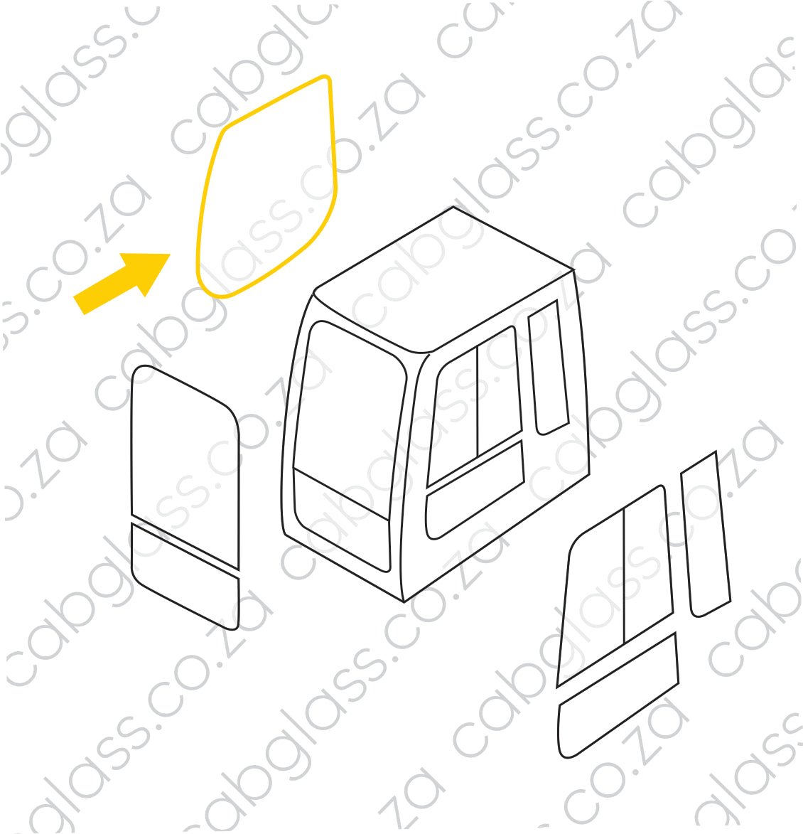 BOOMSIDE GLASS | HITACHI EXCAVATOR ZX DASH 1
