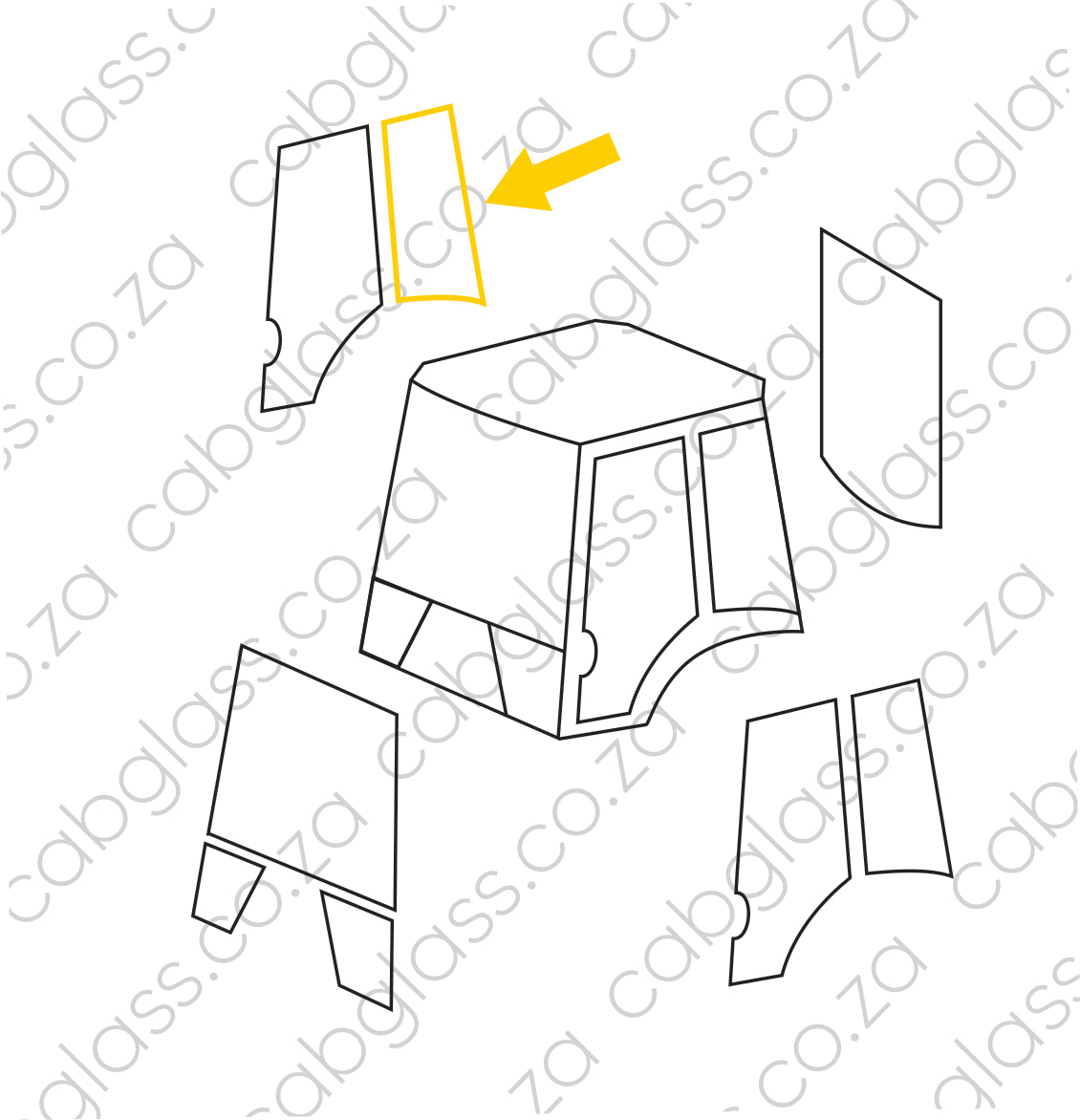 REAR OF DOOR RH (full assembly) | JCB TLB 3CX (P 21) BACKHOE