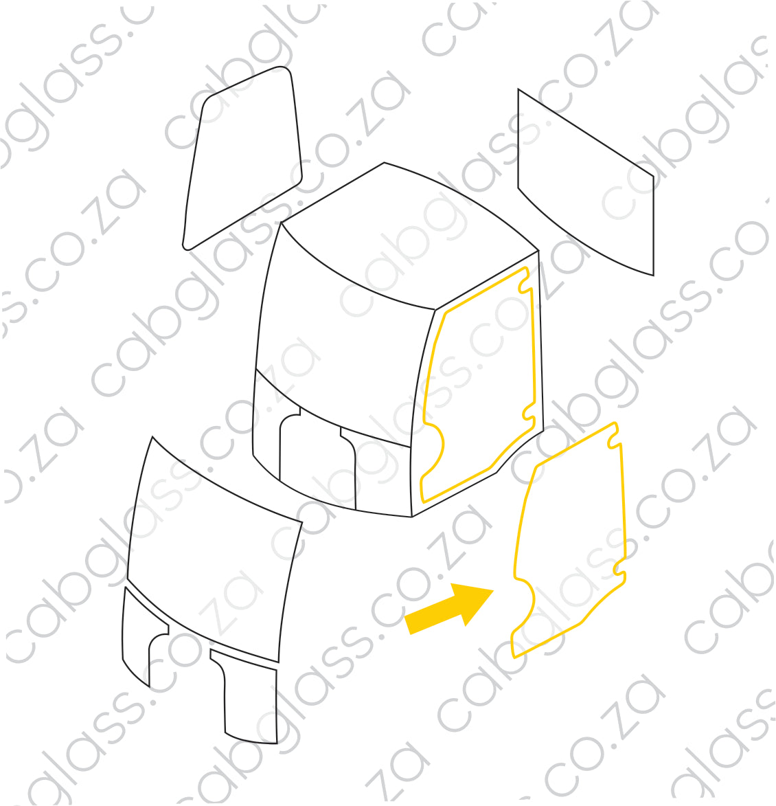 DOOR LH | JCB 406 - 411 B&ZX TM220 AGRI