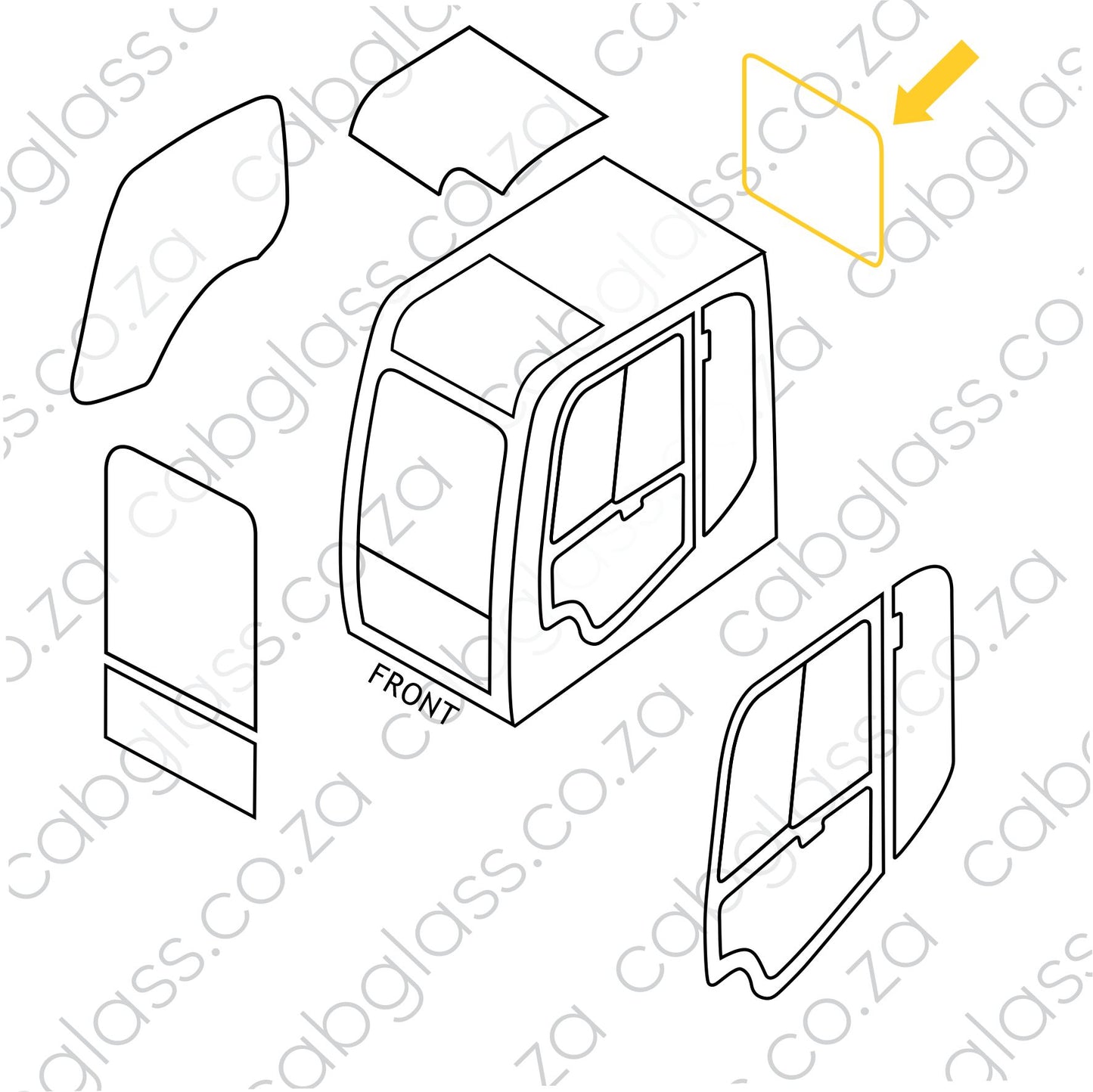 REAR CAB GLASS | JCB JS JZ (2003 -2012)
