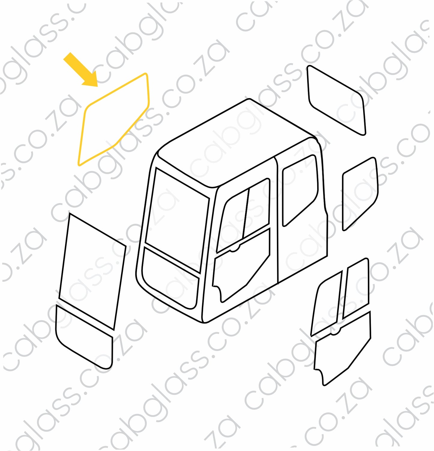RH CAB GLASS | KOMATSU EXCAVATOR PC DASH 7