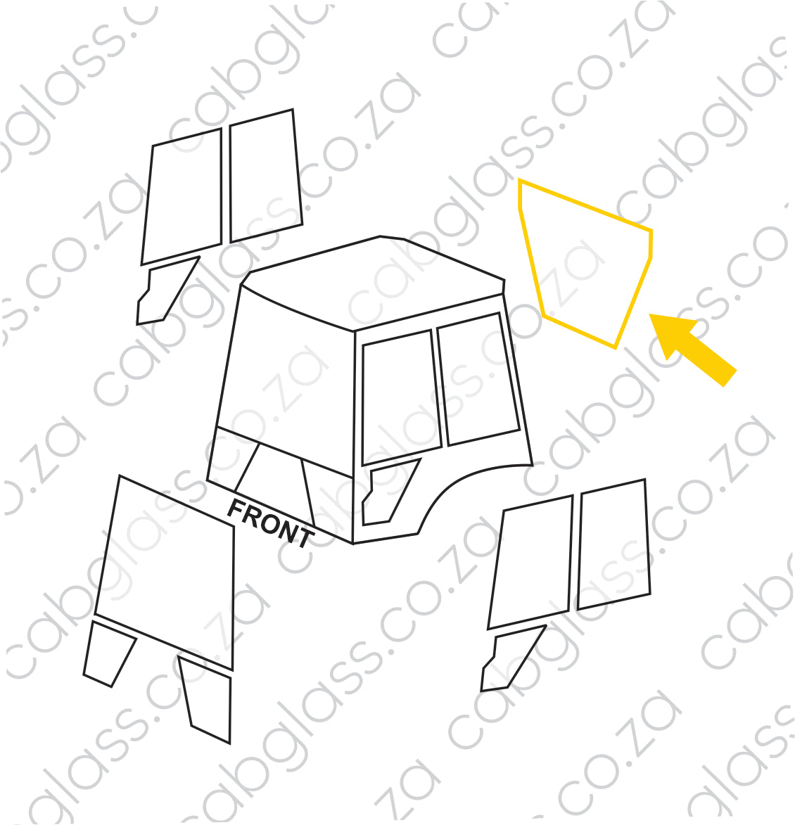 REAR CAB GLASS | CASE 595 SLE (up to 1999)