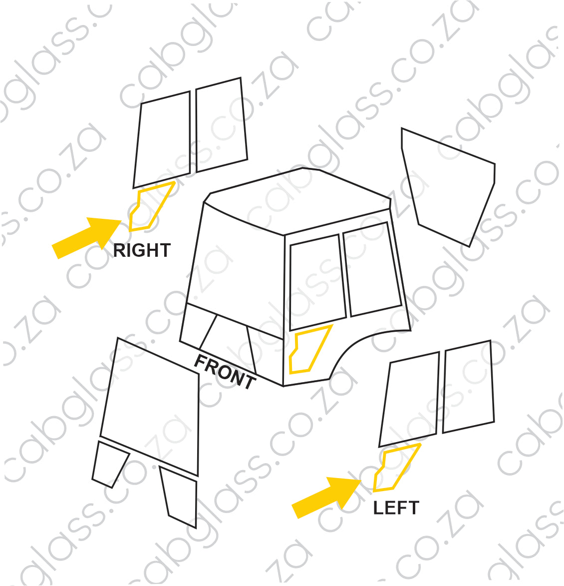 DOOR GLASS LOWER L=R | FERMEC TLB 750 - 965 (-1999)