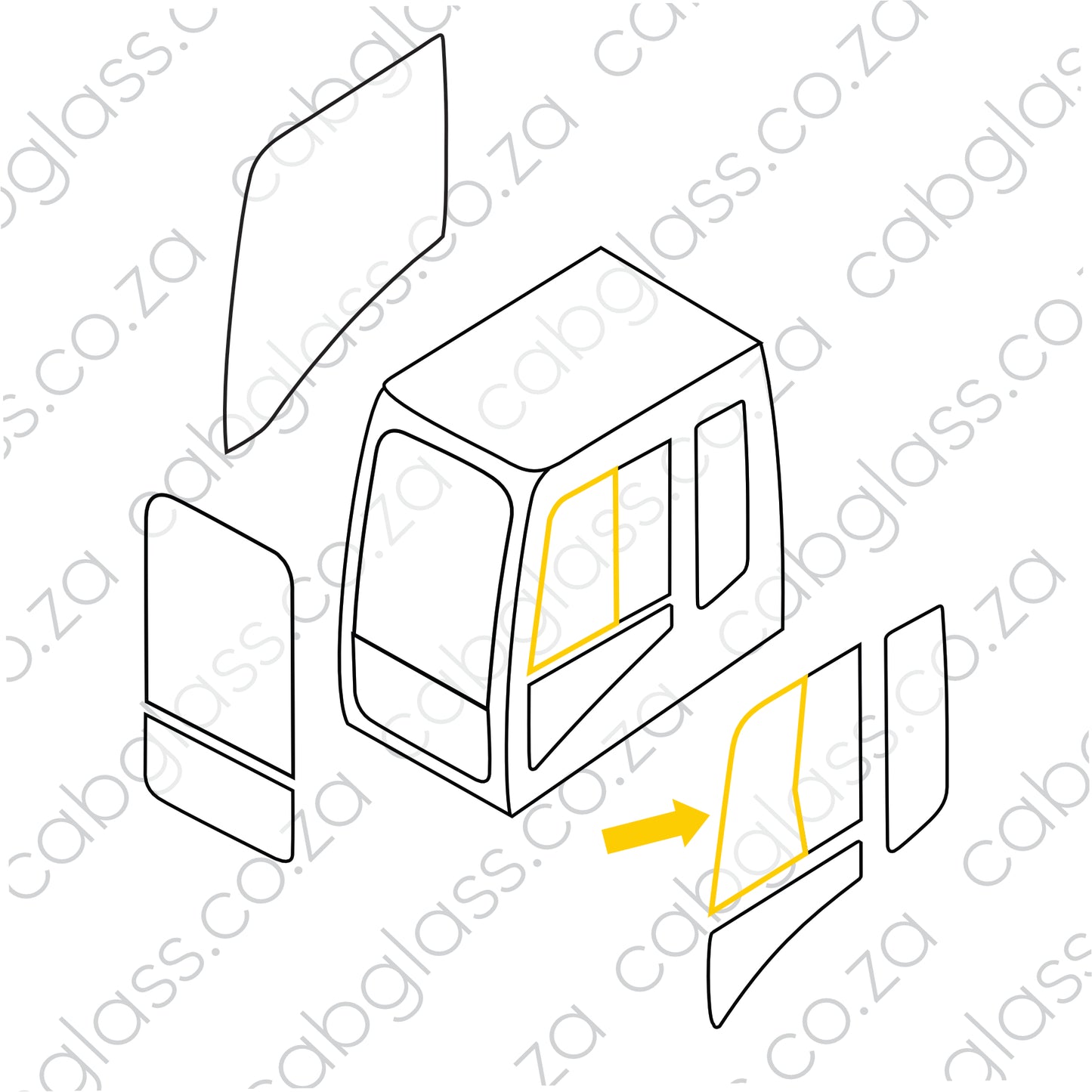 DOOR FRONT SLIDER (530 x 792mm) | CAT EXCAVATOR D-SERIES