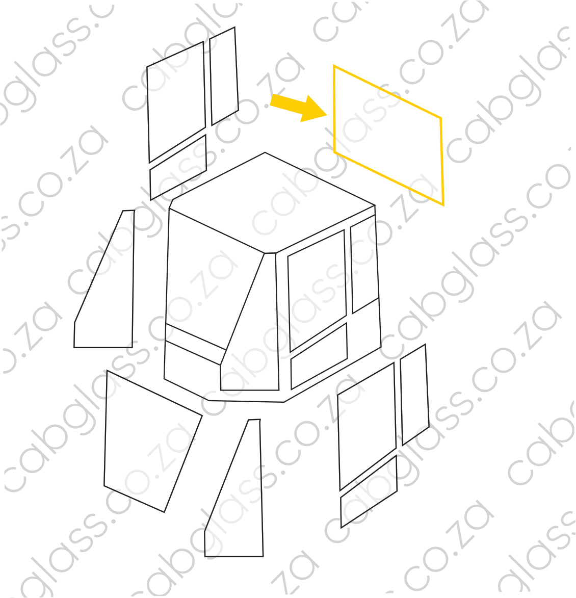REAR CAB GLASS | CAT ROLLER CS, CP