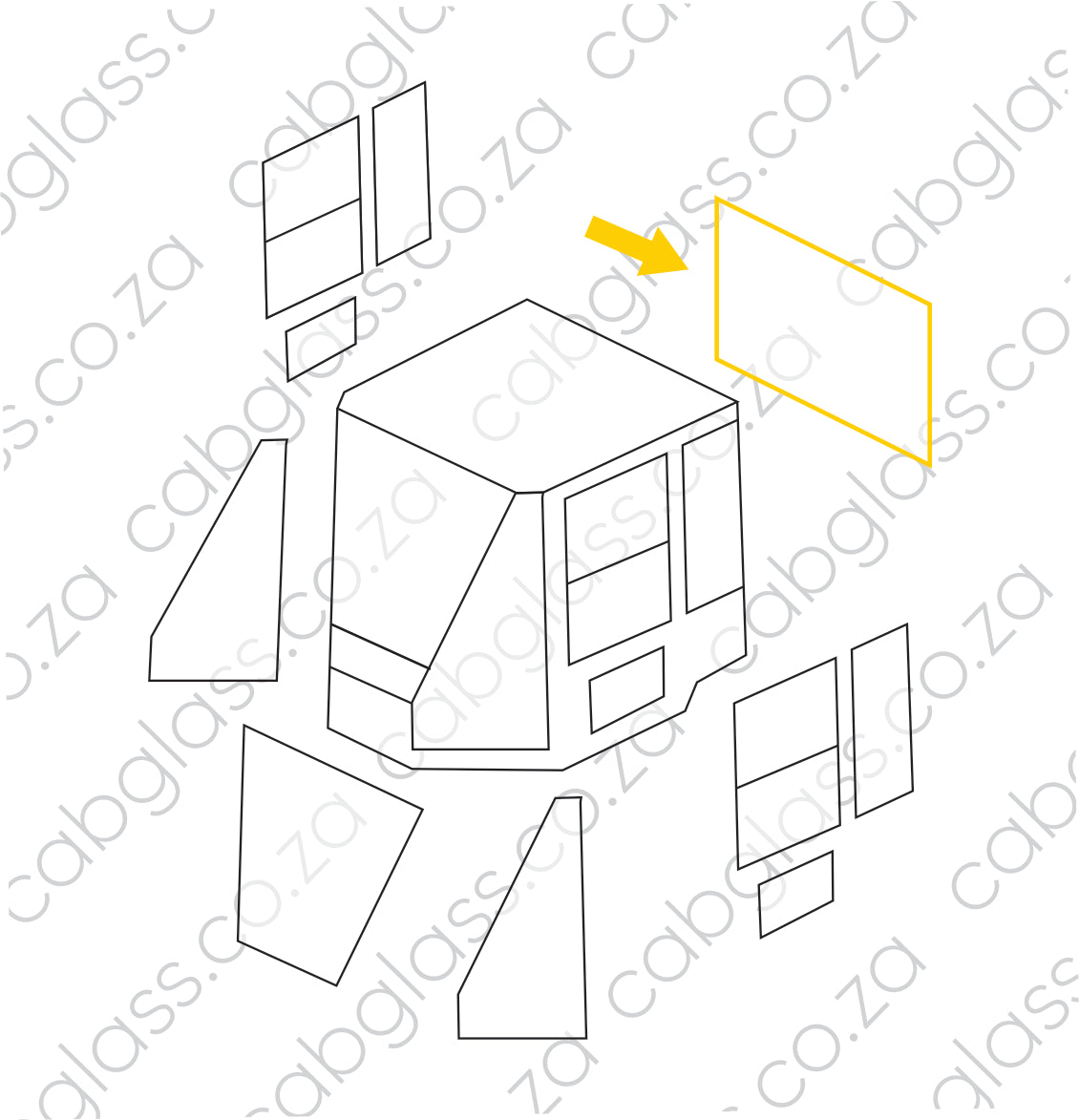 REAR CAB GLASS | CAT FEL 914-938 G / H