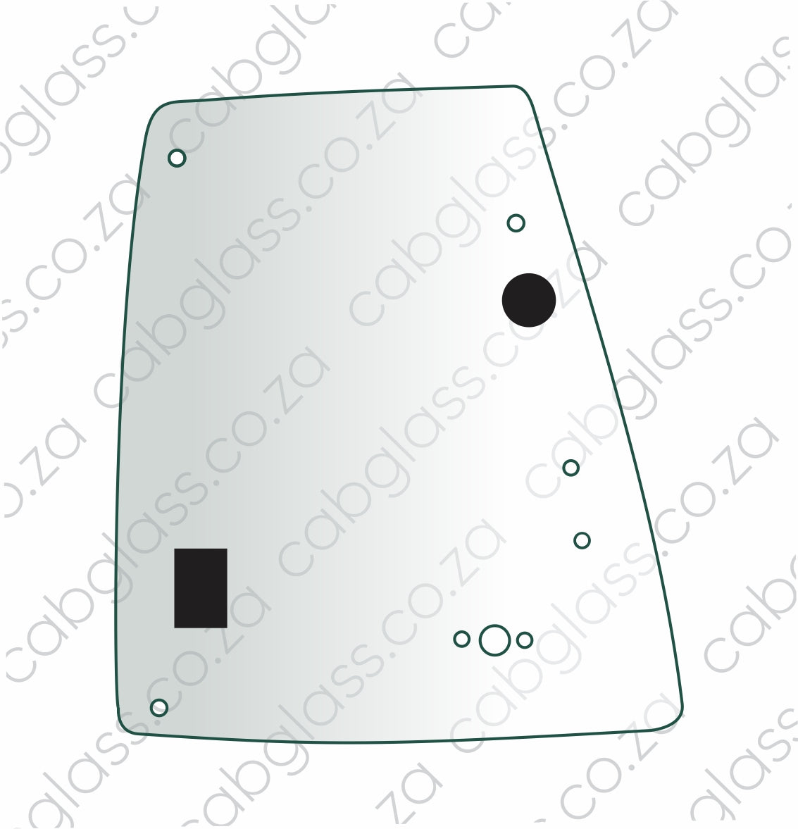 Rear of door upper left-hand with holes 393mm and 225mm from bottom
