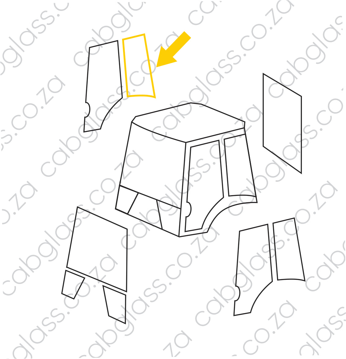 REAR OF DOOR RH | KOMATSU TLB WB DASH 2 (WBR 93 97) BACKHOE