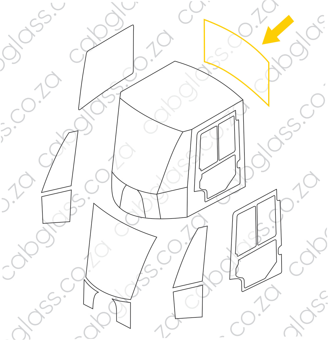 REAR CAB GLASS | JCB FEL 413S - 456 E HT / ZX WHEEL LOADER