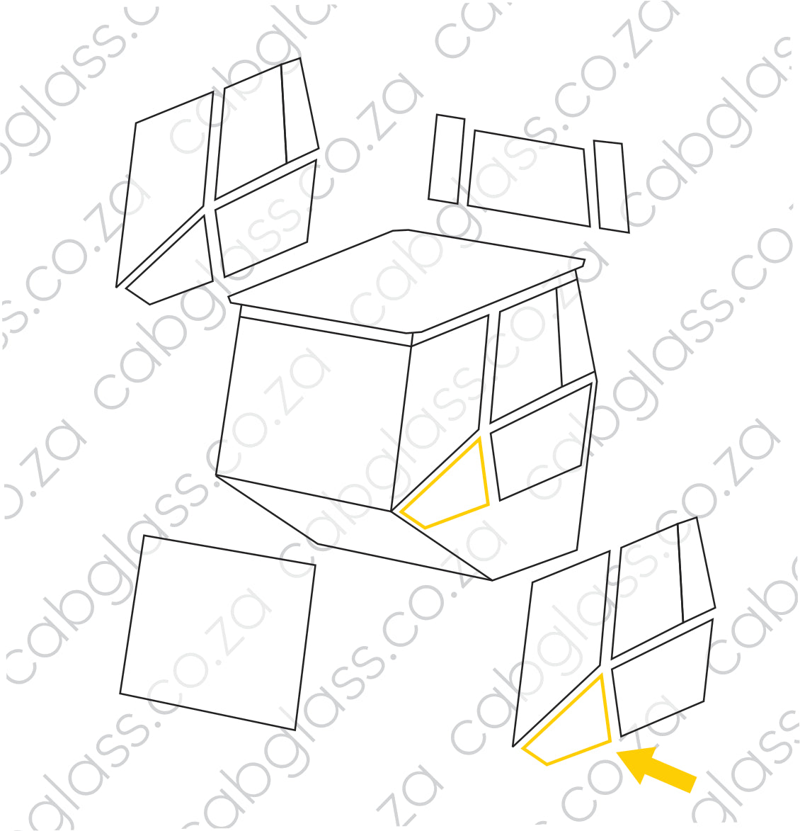 Windscreen lower left, 127910, 4700937380