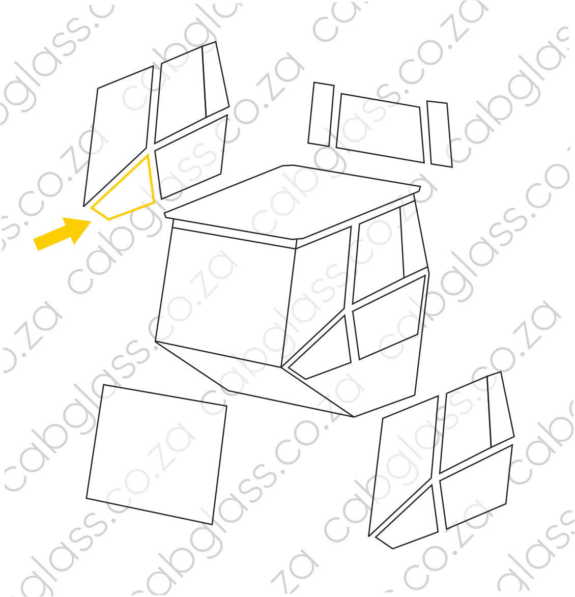 Windscreen lower right, 128124, 4700937383