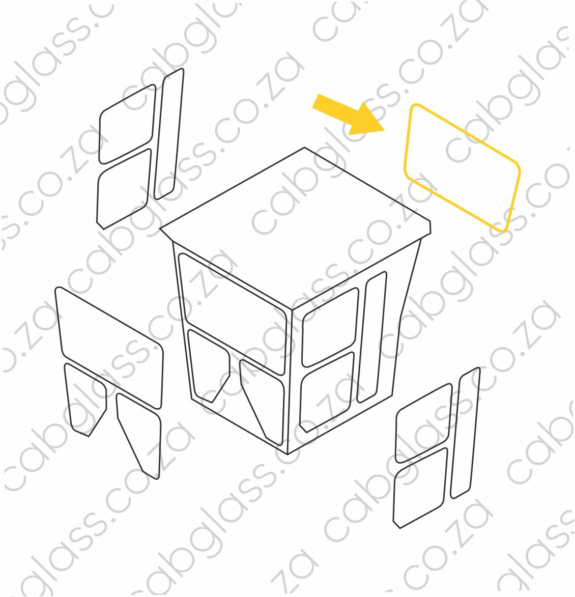 REAR CAB GLASS | CAT GRADER H SERIES STD CAB