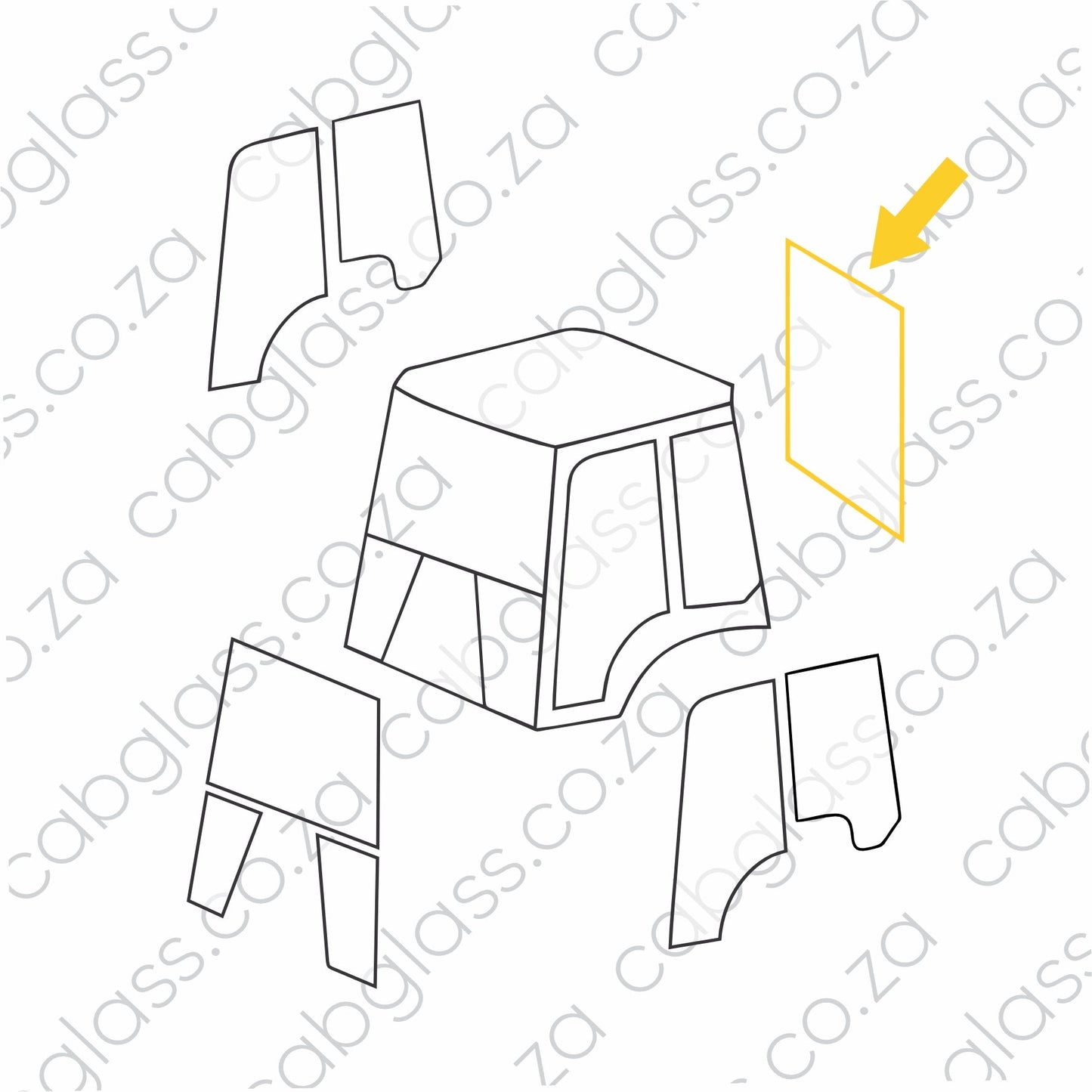 REAR CAB GLASS | MECALAC TLB 830 - 990