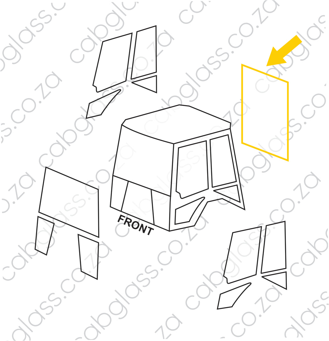REAR CAB GLASS (TOUGHENED) | CAT TLB F2-SER (416F2 - 444F2) BACKHOE
