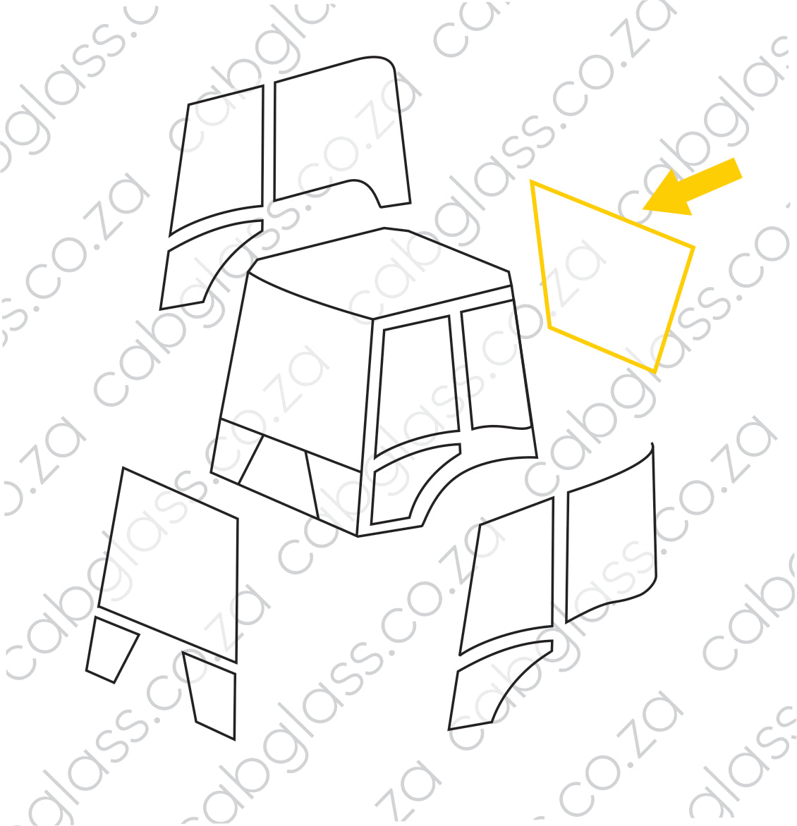 REAR CAB GLASS | CASE 595 SLE (00-)