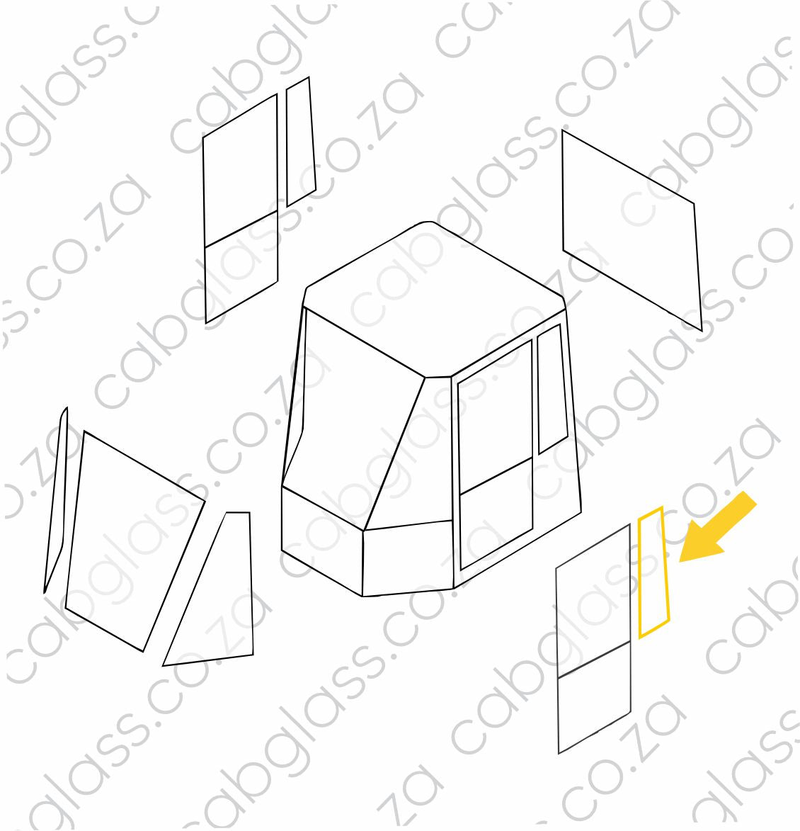 REAR QUARTER GLASS LH | KOMATSU WA 150 - 320 DASH 5