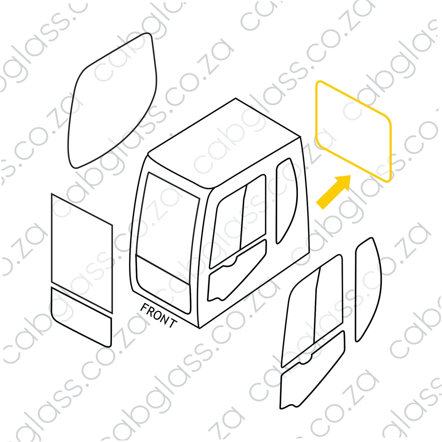 REAR CAB GLASS | DOOSAN EXCAVATOR DX DASH-2