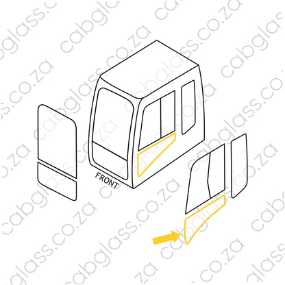Cab sketch of glass for Caterpillar excavator