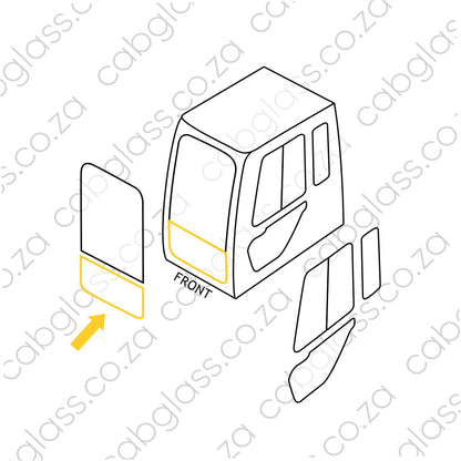 Cab sketch Bell Excavator HD Series windscreen lower highlighted