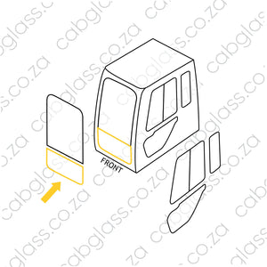 Cab sketch Bell Excavator HD Series windscreen lower highlighted