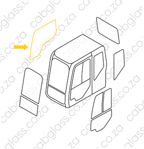 Cab sketch of boom side glass for Case excavator CX B-series, KHN14910
