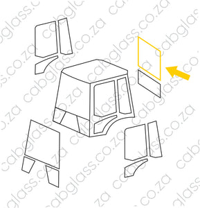 REAR CAB GLASS UPPER (WIPER CUT OUT) | CASE TLB 570T - 570ST