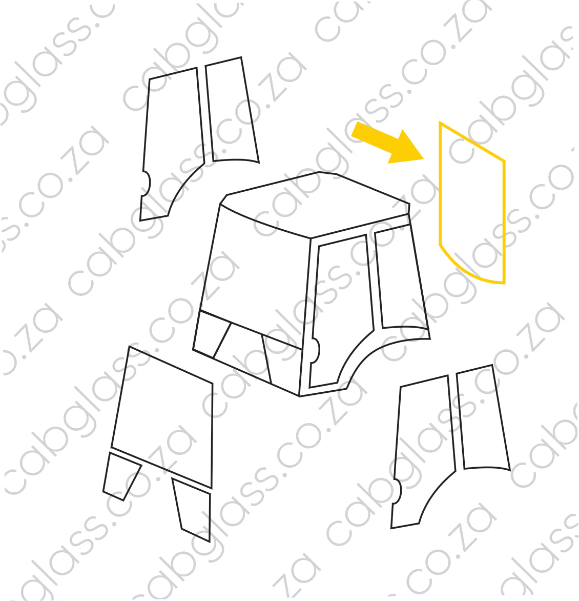 REAR CAB GLASS | JCB TLB 3CX - 4CX (P 21) BACKHOE