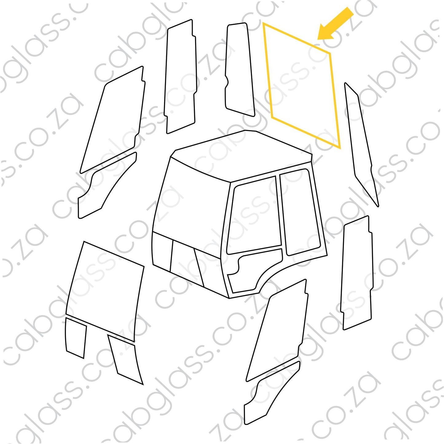 REAR CAB GLASS | JCB TLB 3DX, 4DX