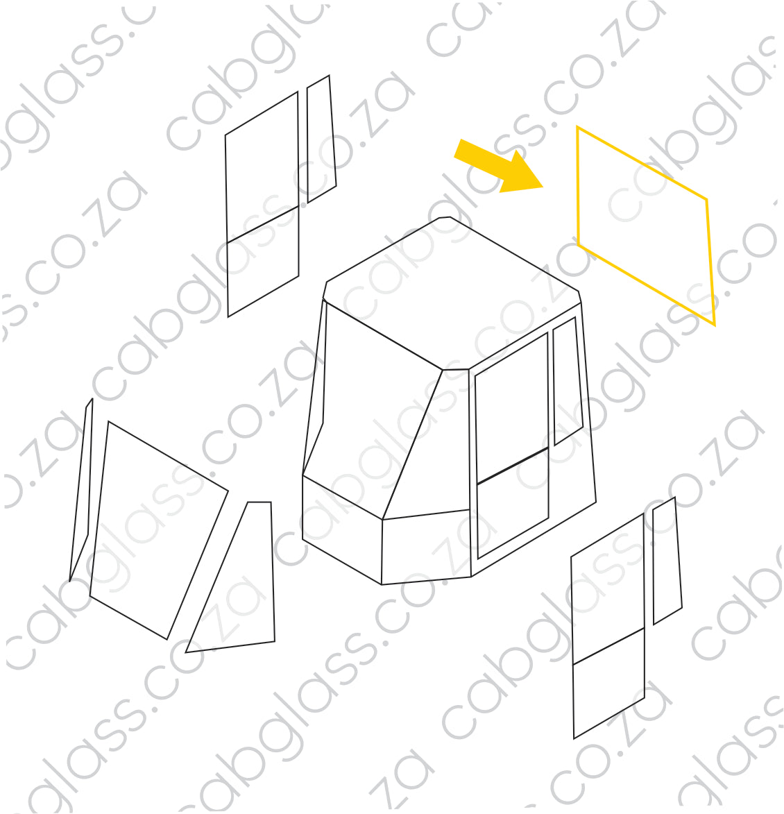REAR CAB GLASS | KOMATSU WA 150 - 320 DASH 5