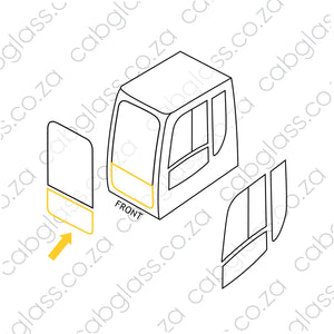 Cab sketch of glass for Bell Excavator E-series 7030040, 7030039, 10035529, 10035530