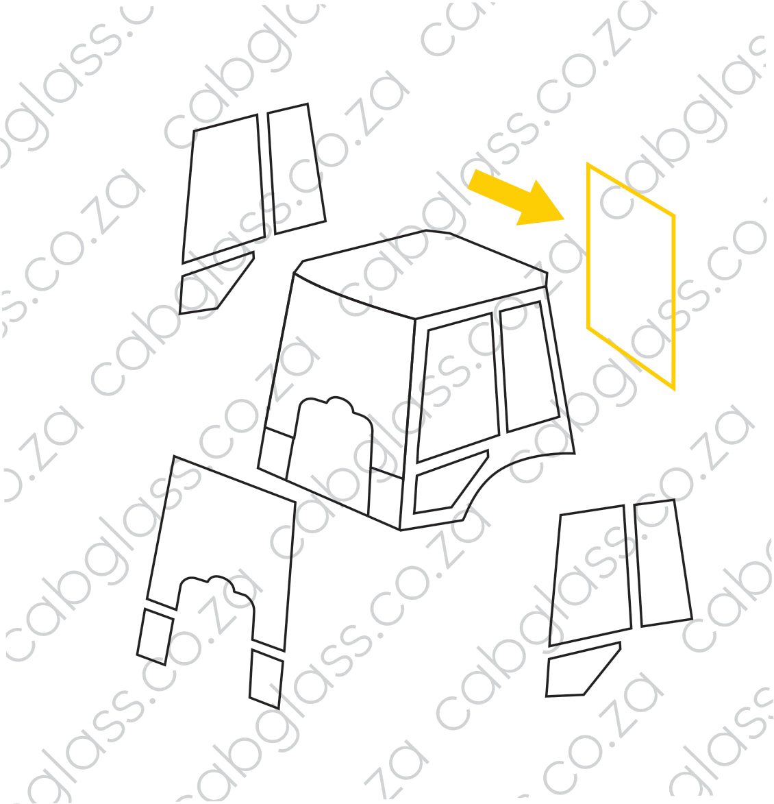 REAR CAB GLASS | VOLVO TLB BL61 - BL71 BACKHOE