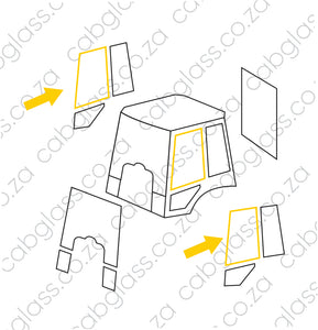 DOOR GLASS UPPER L=R | VOLVO TLB BL61 - BL71 BACKHOE