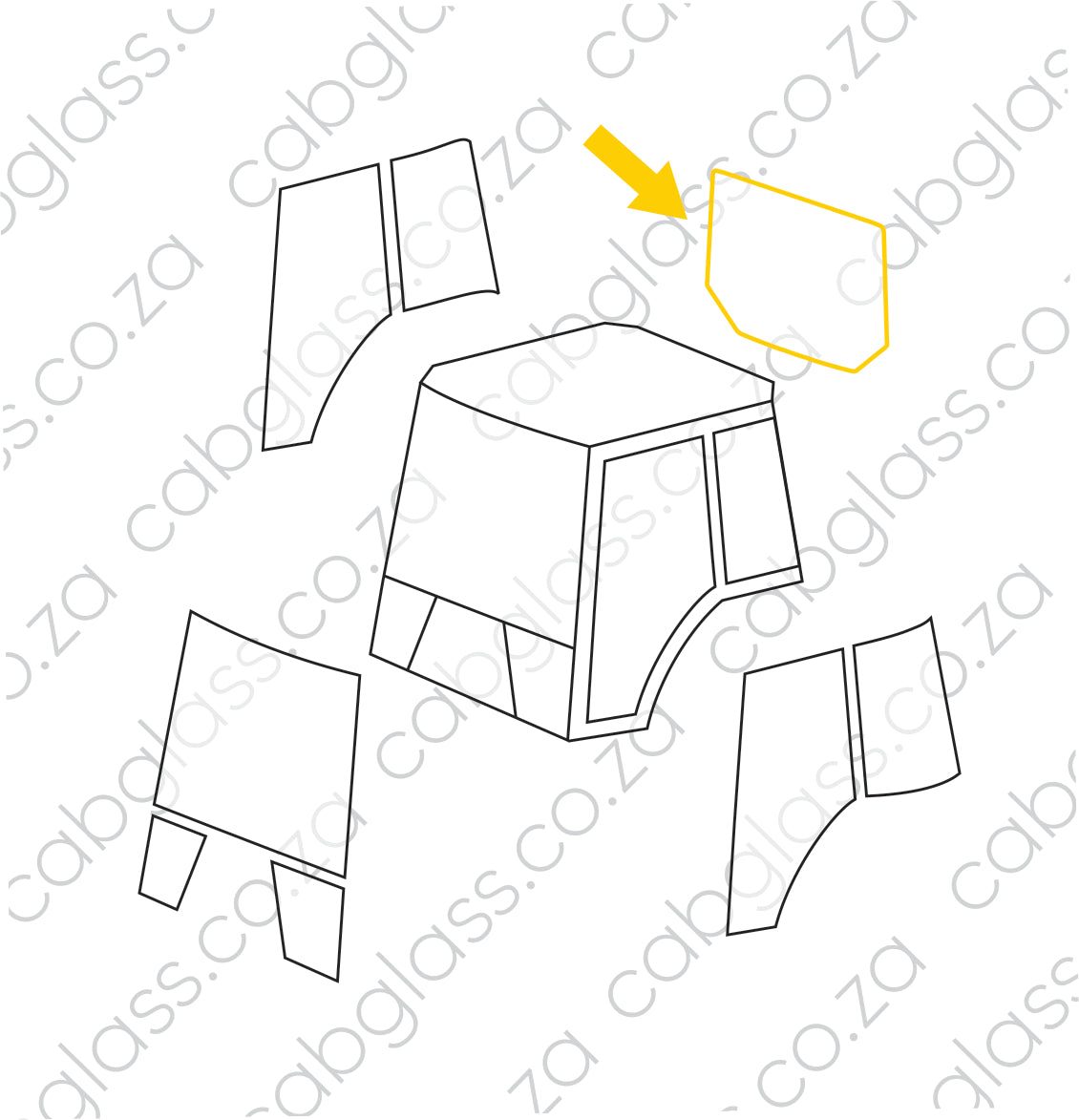 REAR CAB GLASS | NEW HOLLAND TRACTOR TD SERIES