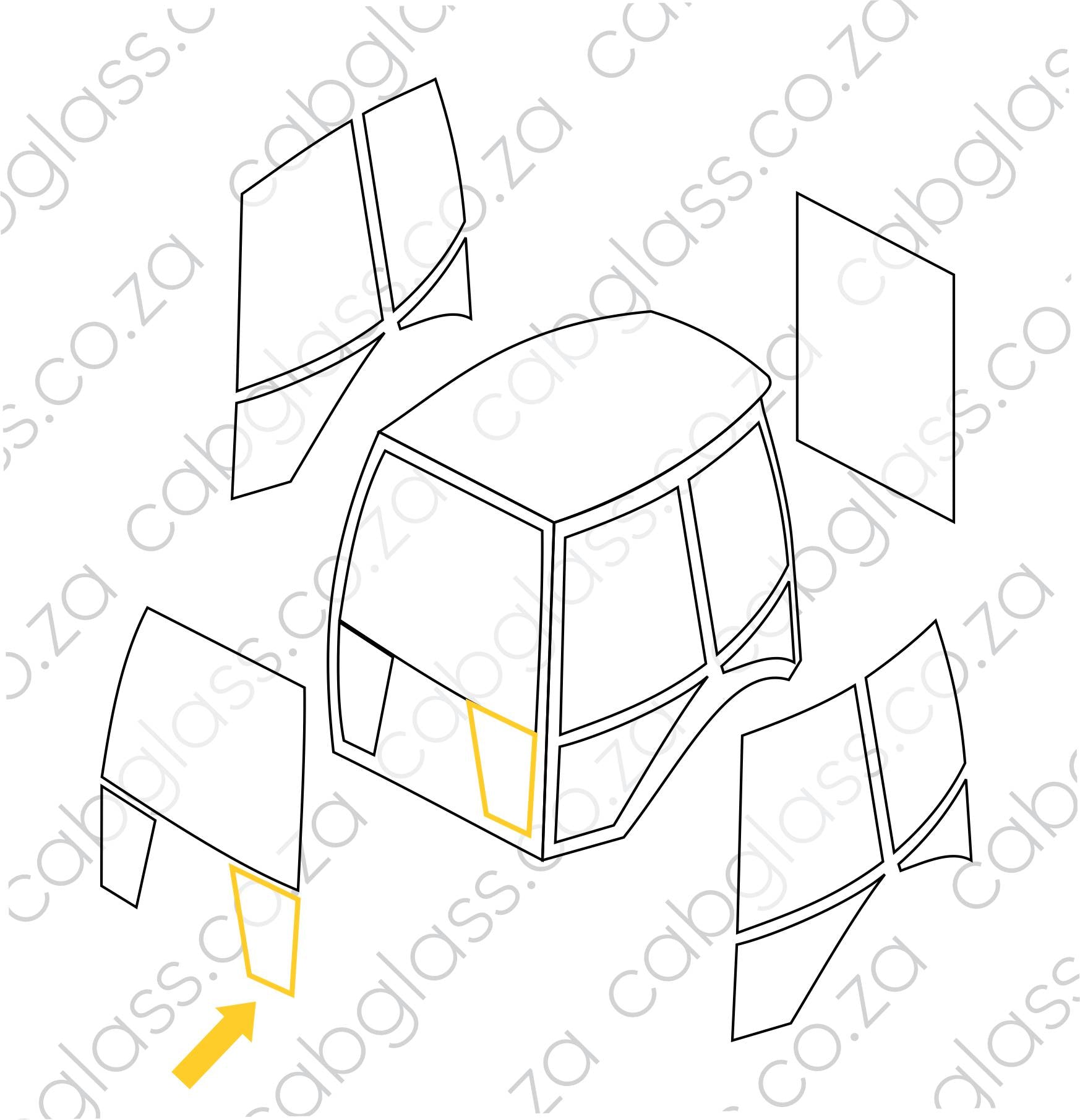 Cab sketch of Caterpillar backhoe E series