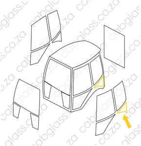 Cab sketch of Caterpillar backhoe E-series glass