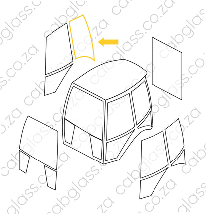 Cab sketch of Caterpillar backhoe E-series