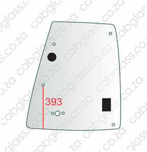 Rear of door upper right-hand glass with hole 393mm from bottom
