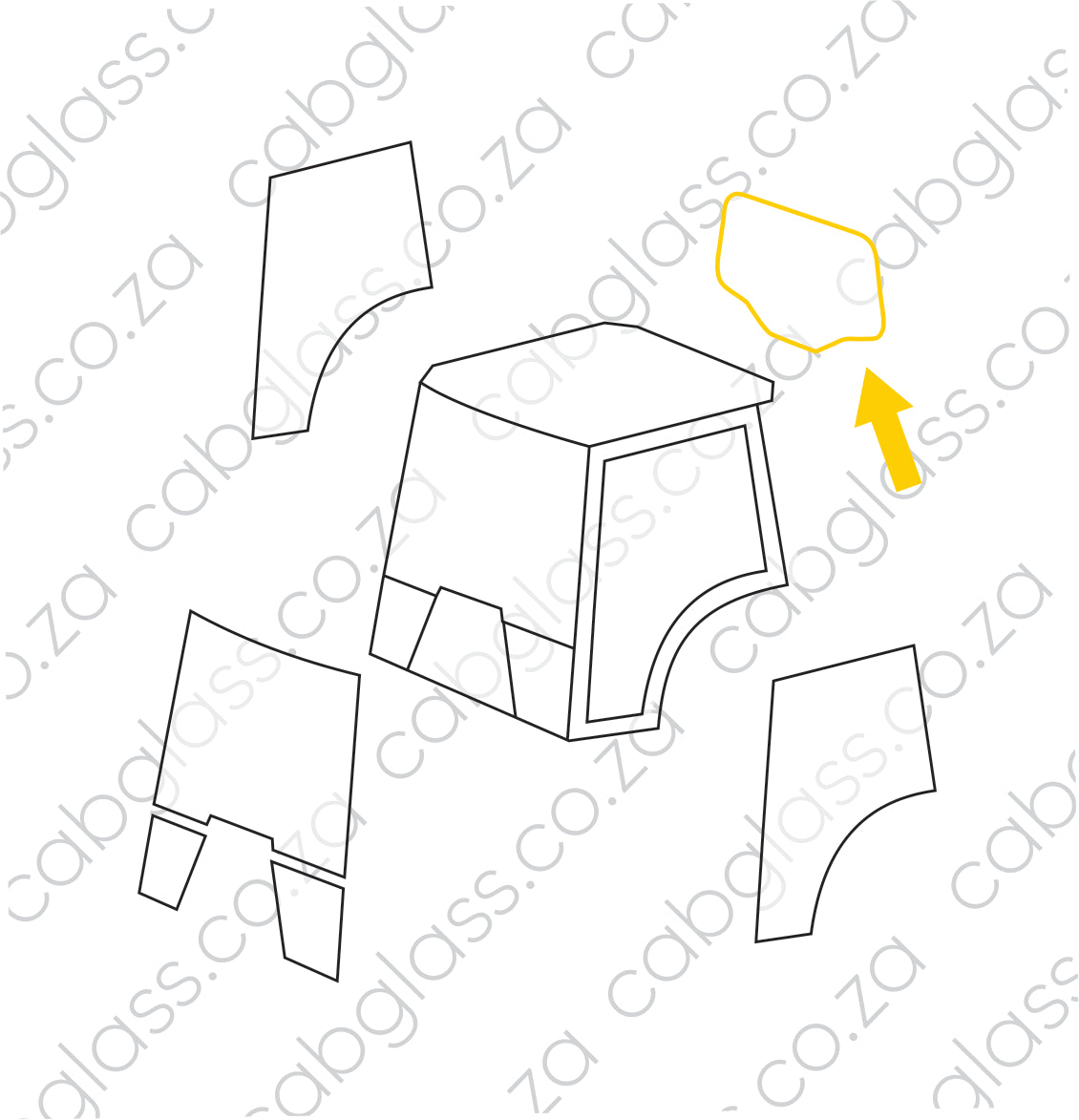 REAR CAB GLASS | CASE TRACTOR MXU 100 - 130