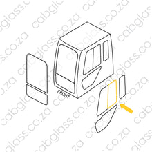 Load image into Gallery viewer, Cab sketch for Bell Excavator HD series showing door rear slider
