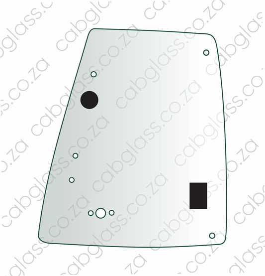 Rear of door upper right-hand glass with holes 223mm and 393mm from bottom