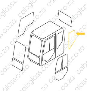 Cab sketch of rear quarter glass for Case excavator CX B series