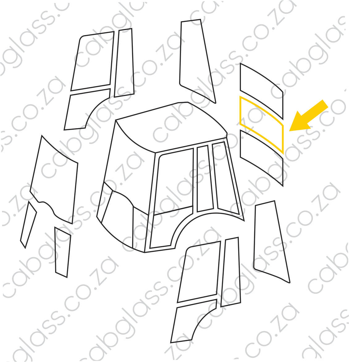 Cab sketch Bell TLB glass, T242699, T201957, AT354595